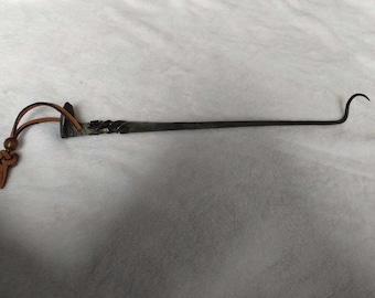 Hand Forged Railroad Spike Steak Turner with decorative cube twist