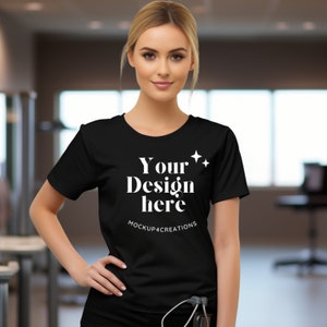 Black Bella Canva 3001 Shirt Mockup, blonde Nurse Woman Mock, Hospital Mockup Vete Mock ups