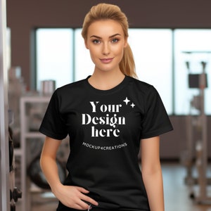 Black Bella Canva 3001 Shirt Mockup, blonde Nurse Woman Mockup, Hospital Mockup