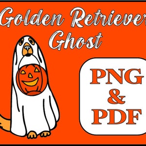 Golden Retriever Halloween Spookpompoen | Halloween-kunst voor ambachten en decor | Digitale download | Sublimatieontwerpen | Directe download