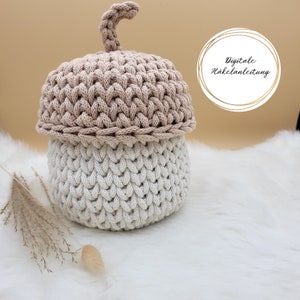 Crochet pattern acorn basket | Crochet acorn basket | acorn | Storage basket | Rope yarn | PDF instructions | DIY | Autumn decoration