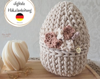 Crochet pattern for an Easter egg (PDF, German) – Crochet egg – Knit stitch – Decorative crochet egg – DIY Easter decoration