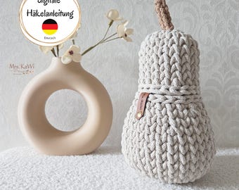 Crochet pattern storage basket pear PDF crochet pattern for beginners crochet pattern pear basket DIY digital crochet pattern German