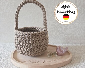 Patrón de crochet para una cesta de Pascua (PDF, alemán) – Cesta de flores de crochet – Cesta con asa – Niña de las flores para boda – DIY