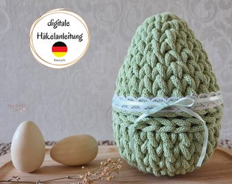 Crochet pattern for an Easter egg (PDF, German) | Crochet Easter egg using the knit stitch | Crochet a decorative egg | DIY Easter crochet decorations | Crochet Easter