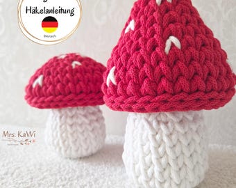 Häkelanleitung Fliegenpilz auf deutsch | Pilz häkeln | Aufbewahrungskorb | Ropegarn | PDF auf deutsch | Herbstdekoration häkeln | DIY häkeln