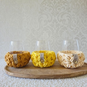 Crocheted lantern | Jasmine pattern | Crocheted lantern | Decoration | Home accessories | Crochet basket | Glass lantern | Home decor