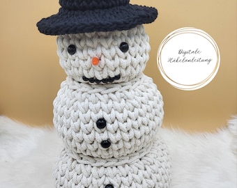 Crochet pattern snowman | Crochet snowman | Storage basket | Rope yarn | PDF | bobbiny | winter | snow | Christmas | DIY |