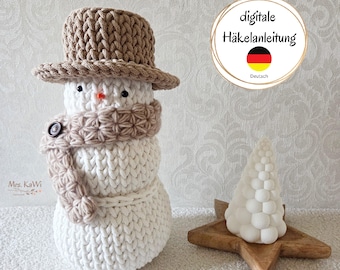 Crochet pattern for a snowman | PDF download in German | Crochet Christmas decorations | Amigurumi snowman | Crochet winter decorations