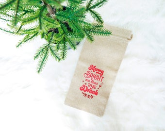 Merry and Bright Wine Bag, Funny Wine Gift, Wine Gift Bag Funny Gift, Christmas Gift, Holiday Gift, Holiday Wine Bag, Wine Bottle Gift