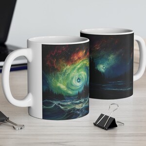 Noorderlicht mok Arctic koffiekopje Aurora Borealis waardering geschenk exotische nachtelijke hemel magische Inwijdingsfeest cadeau voor buurman Arctic Design