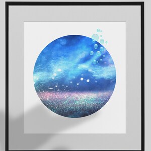 Ocean Wall Art Downloadable Bubbles Gift Instant Digital Print Wall Decor Sea Printable Gift For Her Home Decor Print Bubbles At Sea
