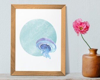 Cute Gift Wall Art Downloadable Jellyfish Gift Instant Digital Print Wall Decor Sea Printable Gift For Her Home Decor Print Jellyfish