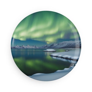 Button Magnet Northern Lights Housewarming Gift Office Decor Home Fridge Magnet Appreciation Gift Artsy Magnet Night Sky Magic Gift Idea