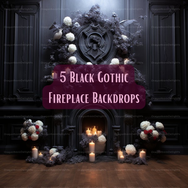 Set of 5 Black Spectacular Gorgeous Fireplace Backdrops!