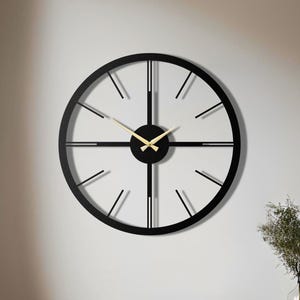 Large Black Metal Wall Clock - Modern Silent Home Decor - Etsy