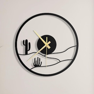 Desert Sun Metal Wall Clock: Modern Minimalist Decor