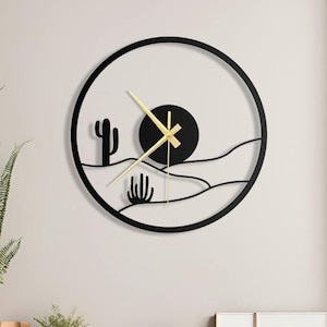 Desert Sun Metal Wall Clock: Modern Minimalist Decor