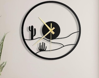 Horloge murale en métal Desert Sun : déco moderne et minimaliste