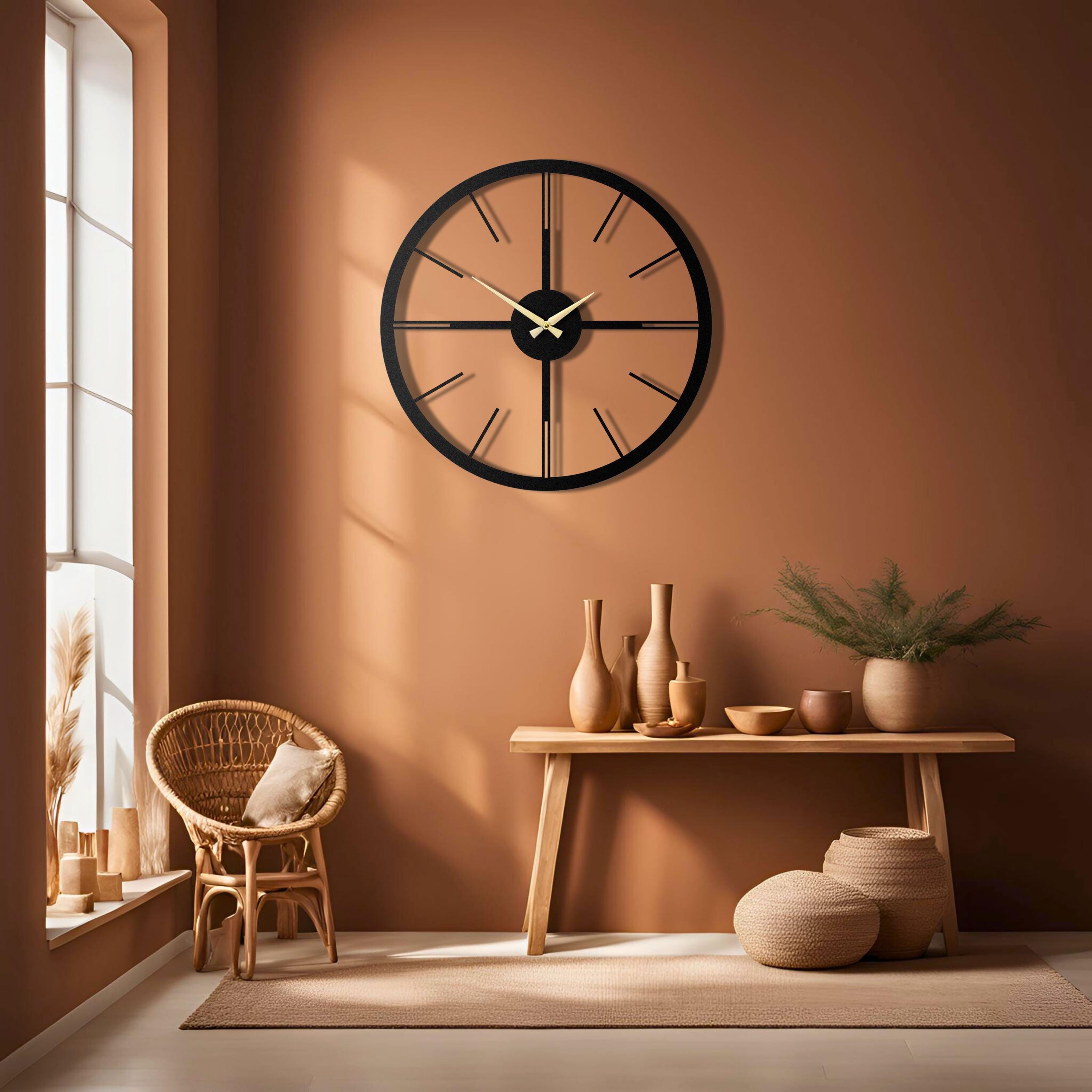 Large Black Metal Wall Clock Modern Silent Home Decor Etsy large-black-metal-wall-clock-modern-silent-home-decor-etsy