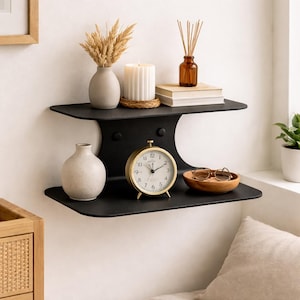 Mesita de noche flotante de metal moderna: estante de noche de pared