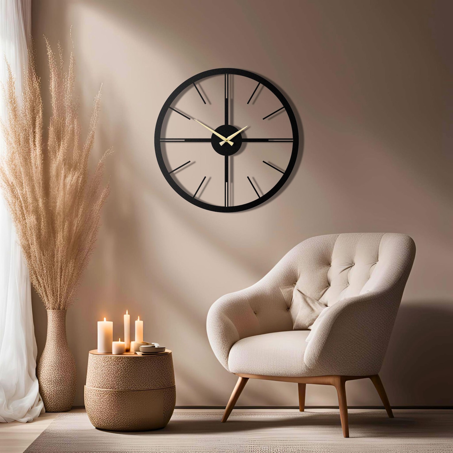 Large Black Metal Wall Clock - Modern Silent Home Decor - Etsy