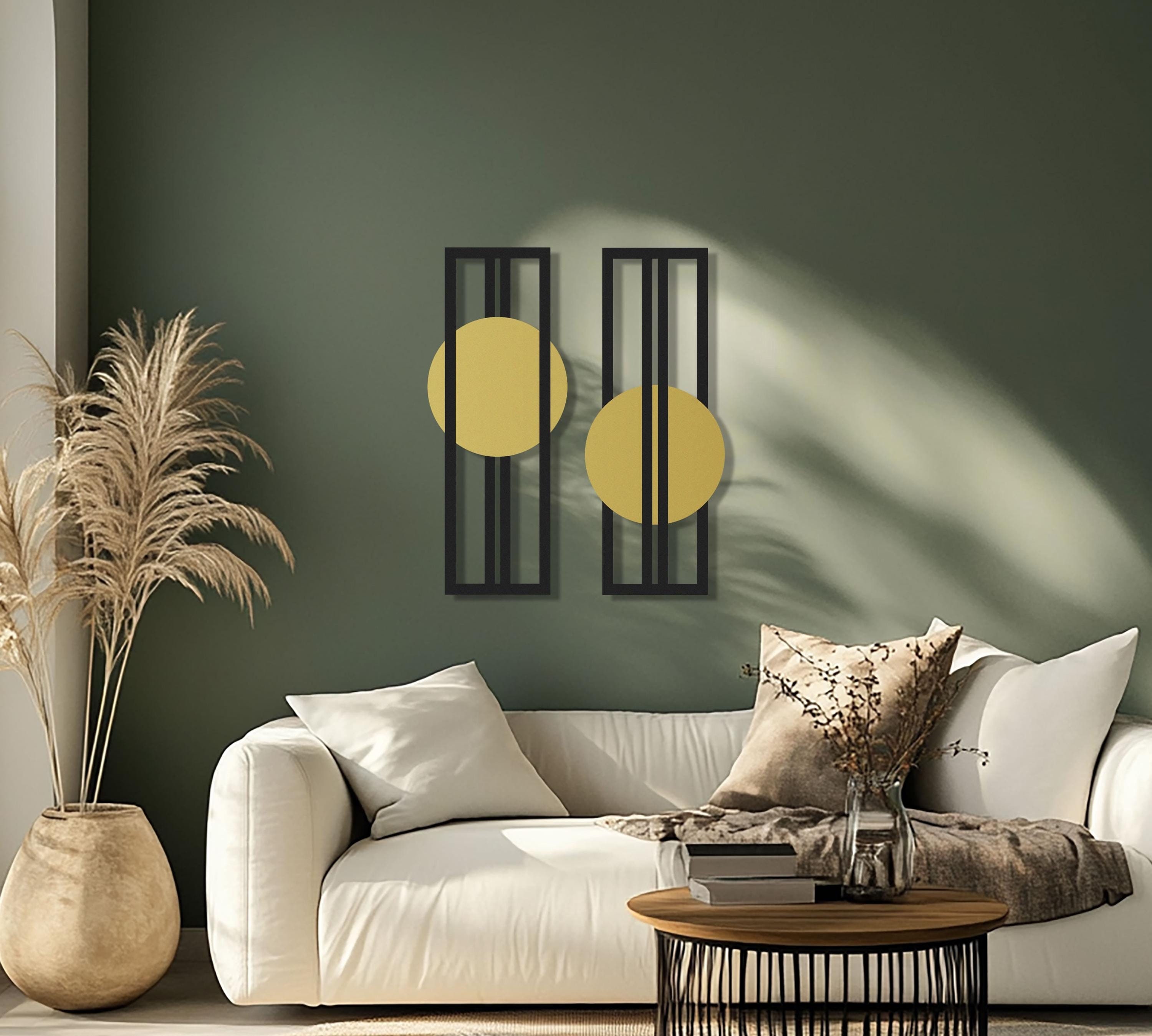 Geometric Metal Wall Art: Black & Gold Modern Decor (set of 2) - Etsy