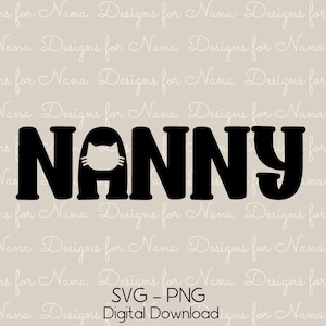 Niñera SVG PNG Descarga digital instantánea Clipart de uso comercial, lindo diseño de gato para manualidades, regalos y decoración de niñeras amantes de los gatitos