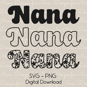Nana SVG PNG digitale download commercieel gebruik clipart, cut-bestandsbundel voor aangepaste gepersonaliseerde ambachten en cadeaus voor beste overgrootmoeder in spe