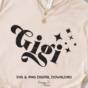Gigi svg Gigi Png digitaler Download, Vintage Retro Star Design Cut-Datei für personalisiertes Kunsthandwerk und Geschenke für Oma, Muttertagsgeschenk svg