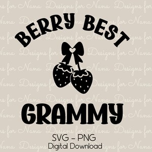 Grammy SVG PNG digitaler Download Kommerzielle Nutzung Clipart, Beere Beste Erdbeere Design Cut File für personalisierte Kunsthandwerk und Geschenke für Oma