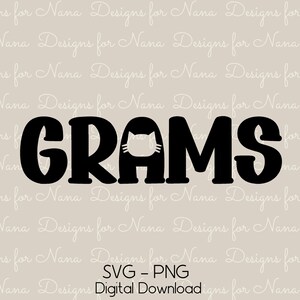 Grammi SVG PNG Download digitale istantaneo Uso commerciale Clipart, design di gatto carino per artigianato, regali e decorazioni per i grammi amanti dei gattini