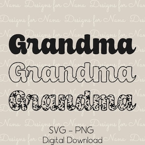 Oma SVG PNG digitale download commercieel gebruik clipart, cut-bestandsbundel voor aangepaste gepersonaliseerde ambachten en cadeaus voor beste geweldige gram in wording