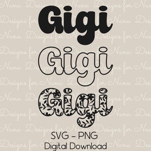 Gigi SVG PNG digitale download commercieel gebruik clipart, cut-bestand bundel voor aangepaste gepersonaliseerde ambachten en cadeaus voor beste overgrootmoeder in spe