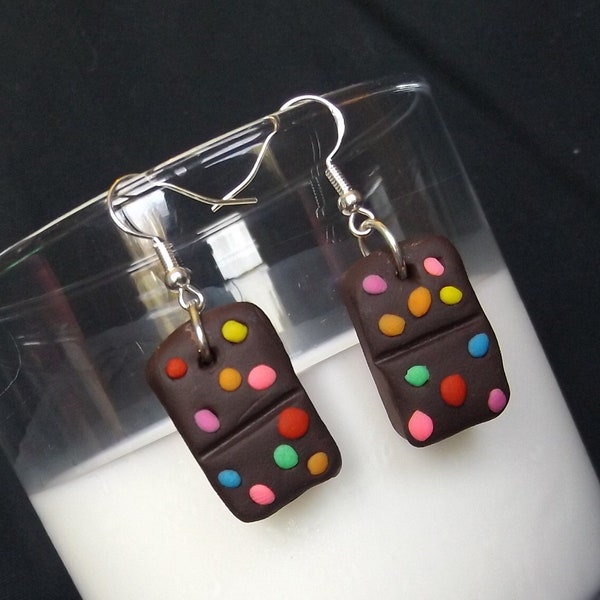 Cosmic Brownie Hand Sculpted Earrings And Keychains, Cool Summer Earrings, Polymer Clay Miniature Desserts, Cute Food Earrings, Fun Jewelry,