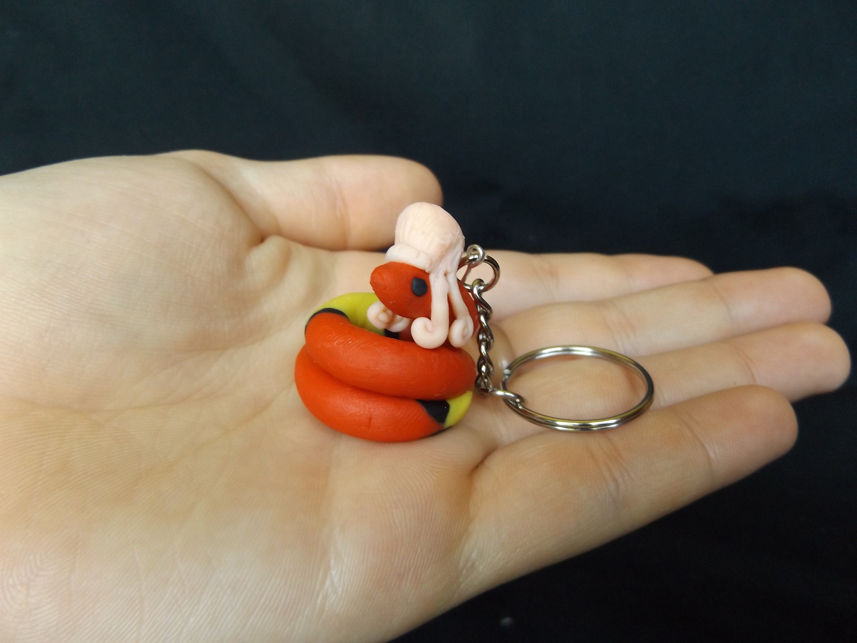 Historic Snake Hand Sculpted Polymer Clay Keychains, Snakes With Powder