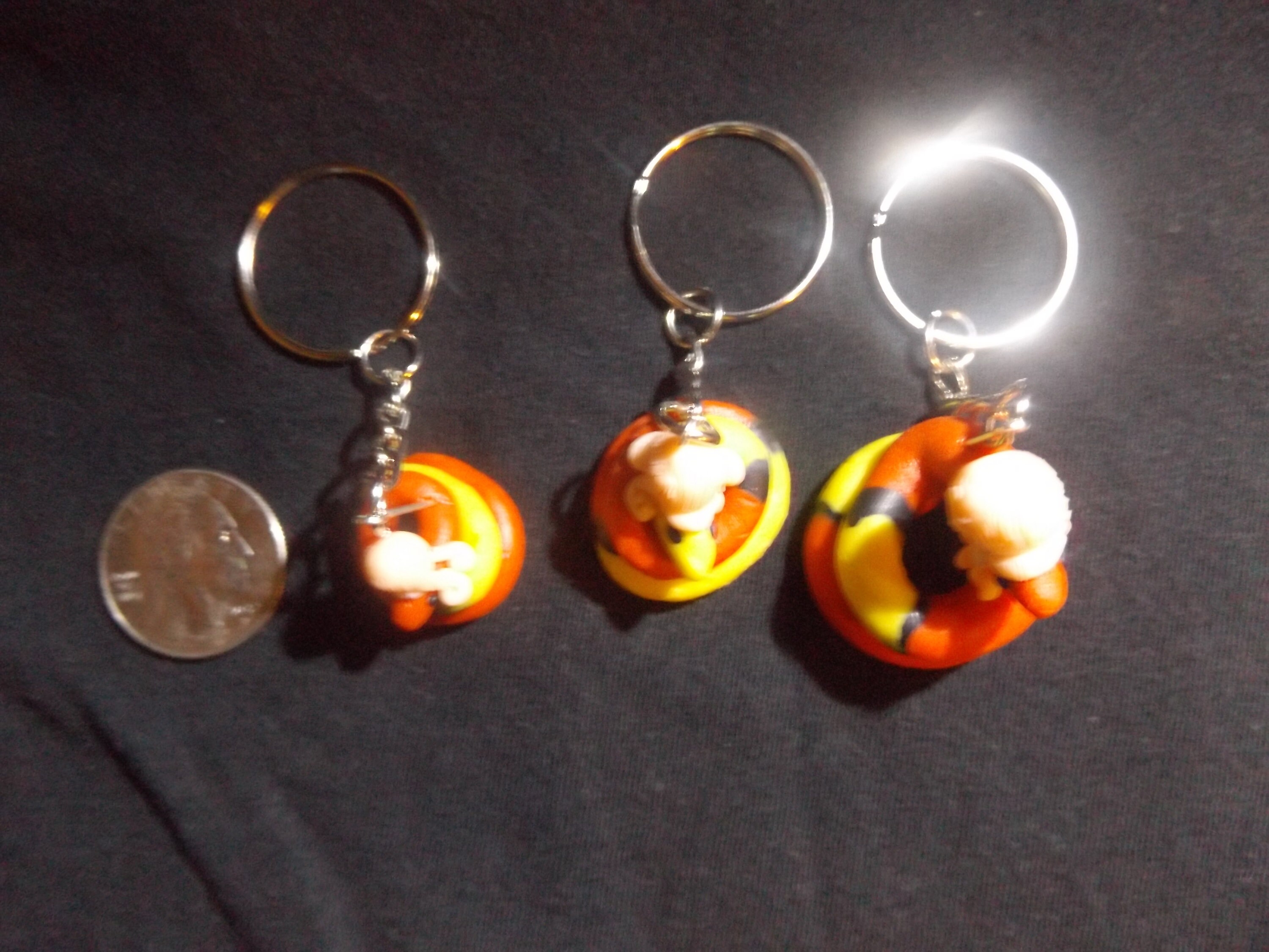 Historic Snake Hand Sculpted Polymer Clay Keychains, Snakes With Powder