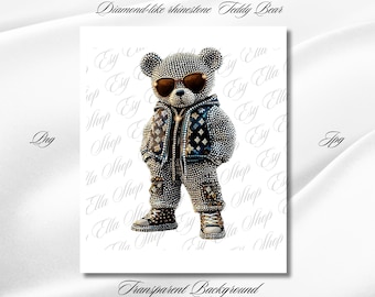 Monogram Designer PNG, Hustler Bear, Hip Hop Bear,urban dtf,top sellers, graffiti bear graphic tee,luxury design diamond-like rhinestones