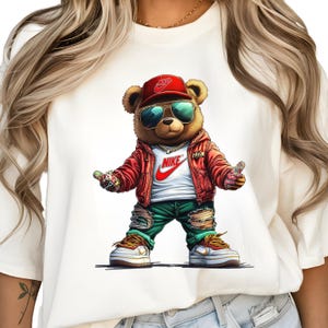 Designer Bear PNG, N ikePng,Cartoon Bear, Adventure time, Hip Hop Bear,DTF Teddy Bear, urban dtf, sublimation, bear graphic tee,top sellers