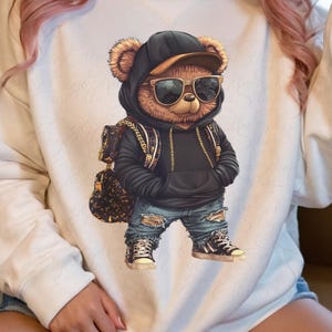 Monogram Designer PNG, Hustler Bear, Digital Download, Hip Hop Bear, urban dtf, duffle bag, graffiti bear graphic tee, luxury design.