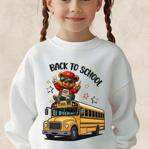 Back To School PNG Bundle, 5 Cute Cartoon Designs, Custom Name PNG, Happy School Day, Kids School Bus Clipart, Digital Download, PNG File