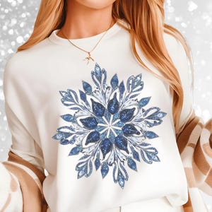 Silver Blue Snowflake Glitter PNG, Sublimation Design,Winter Christmas Png, T-Shirt Design,Sweatshirt Digital PNG, Holiday Download,DTF File