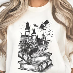 Magical Castle PNG JPG, Fantasy Tower Art, Spell Book, Enchanted Library, Bookish Gift, Mystical Clipart for Crafts and Prints