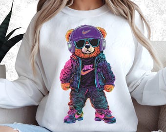 Designer Bear PNG,Neon Png, Cartoon Bear, Adventure time, Hip Hop Bear, DTF Teddy Bear, urban dtf,top sellers, bear graphic tee,Neon teddy