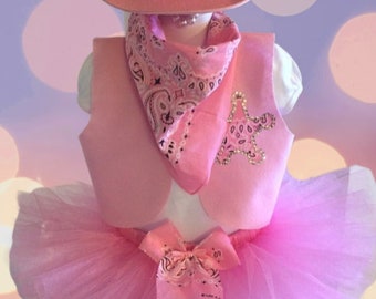 Cowgirl pink girls tutu set costume Halloween dress up party birthday photo shoot