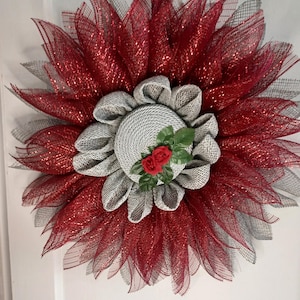 Wreath home Decor Wall Hangings burgundy and gray flower round gift for special occasions