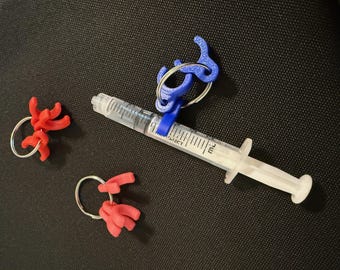 3mL Syringe Snap Holders, Set of 3, Keychain Attachment for Bags, Badges, Lanyards, & Zippers