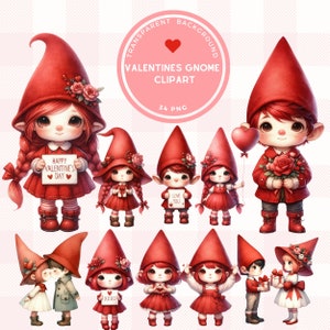 Niedliche Valentinstag Gnome Clipart, Valentinstag Sublimation, Kinder Valentinstag Karte, Kinderzimmer Dekoration, Valentinstag Png Grafiken, kommerzielle Nutzung