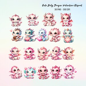Cute Baby Dragon Valentine Clipart, Dragon Love PNG, Valentine ...