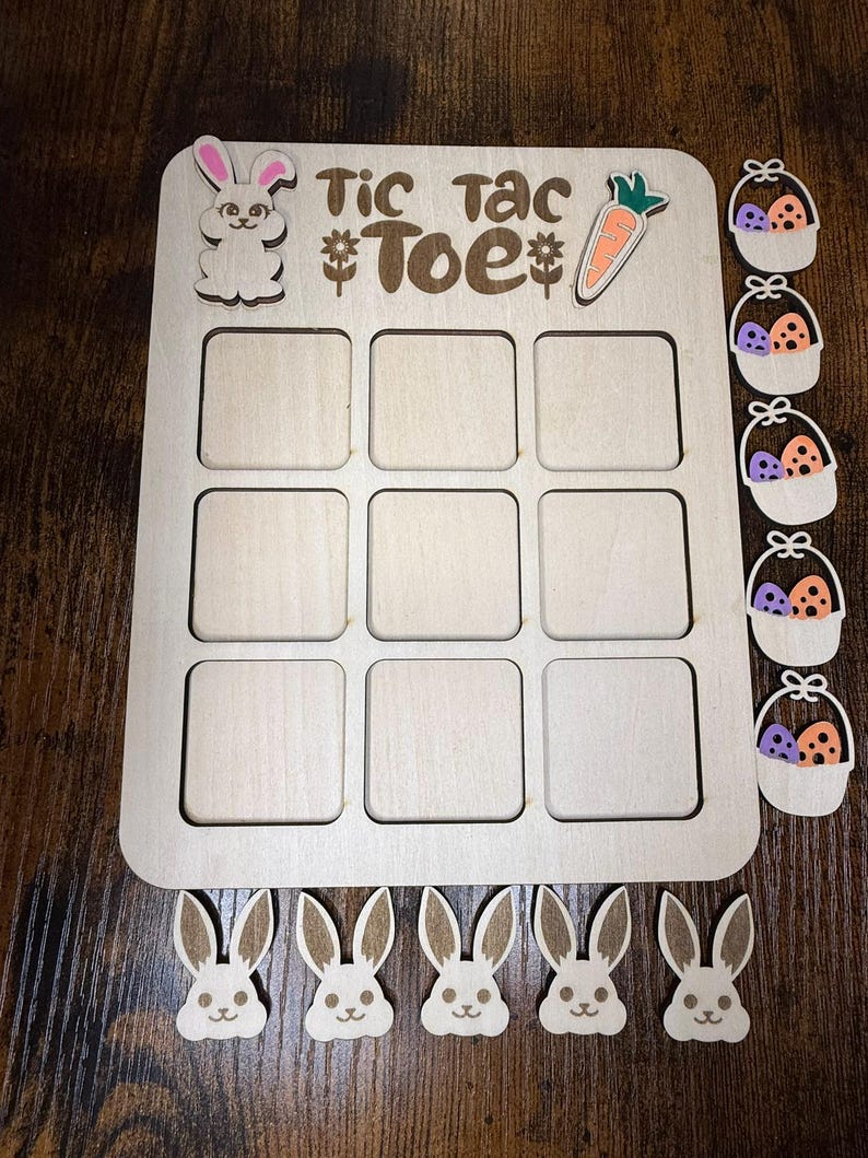 Easter Tic Tac Toe Hand-painted Board - Bunny and Basket Kids Basket ...